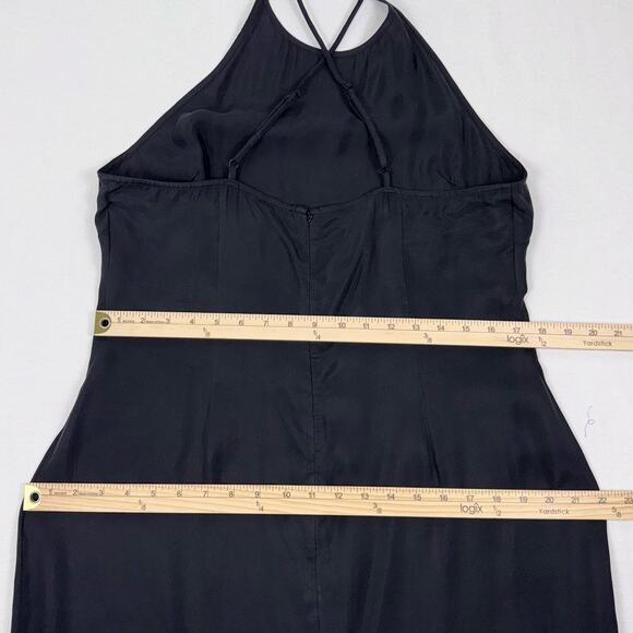 Madewell Dress Womens 12 Black Crisscross High Neck Midi Slip - Picture 13 of 14